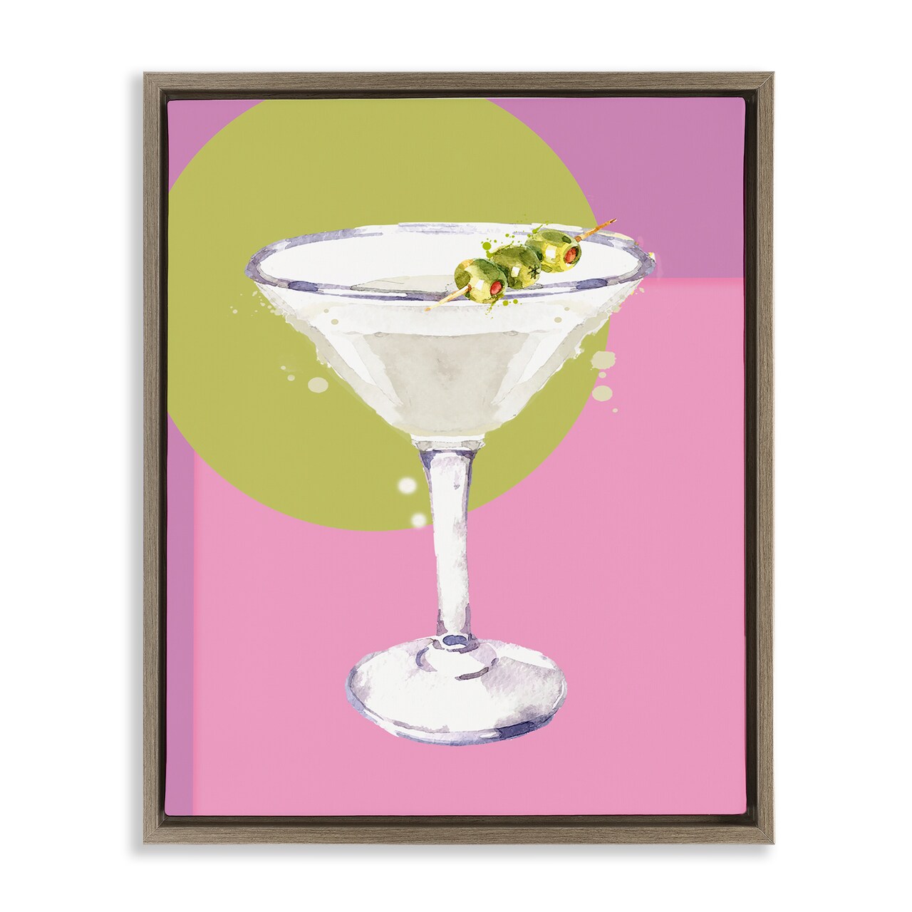 Stupell Industries Olive Martini Cocktail Framed Floater Canvas Wall Art Design by Susan Jill